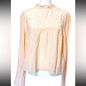 Free People Soft Peach Smocked Blouse